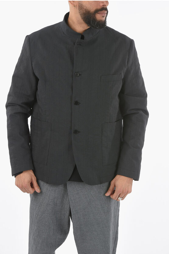 Ixos Cotton Blend Negramaro Single-breasted Jacket With Koreanshi In Black