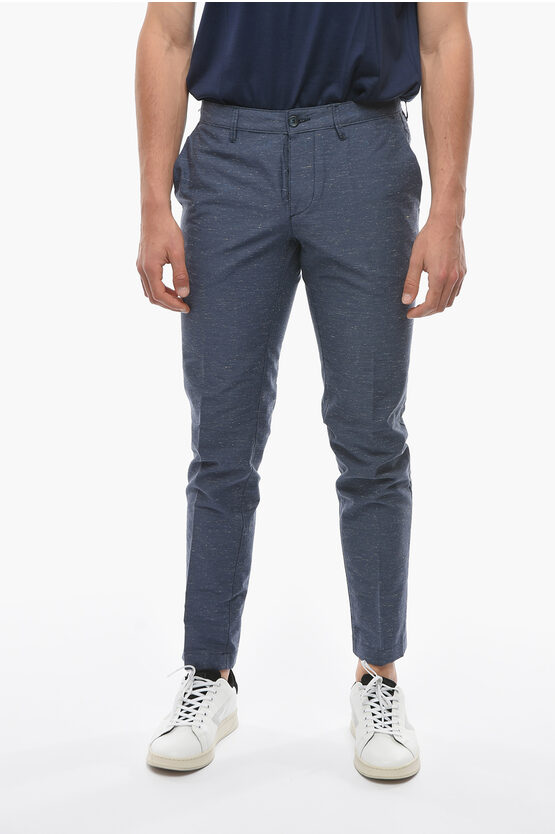 Cruna Cotton Blend Newtown Pants With Belt Loops In Blue