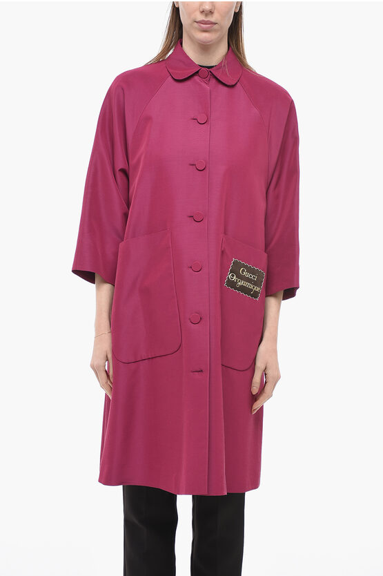 Gucci Cotton Blend Orgasmique Trench Coat With Patch Pockets In Pink