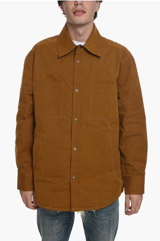Craig Green Cotton Blend Overshirt With Mohair And Wool Lining In Brown