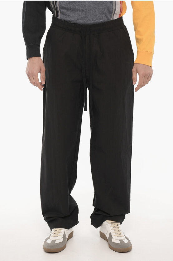 Thom Krom Cotton Blend Pants With Drawstring Waist In Black