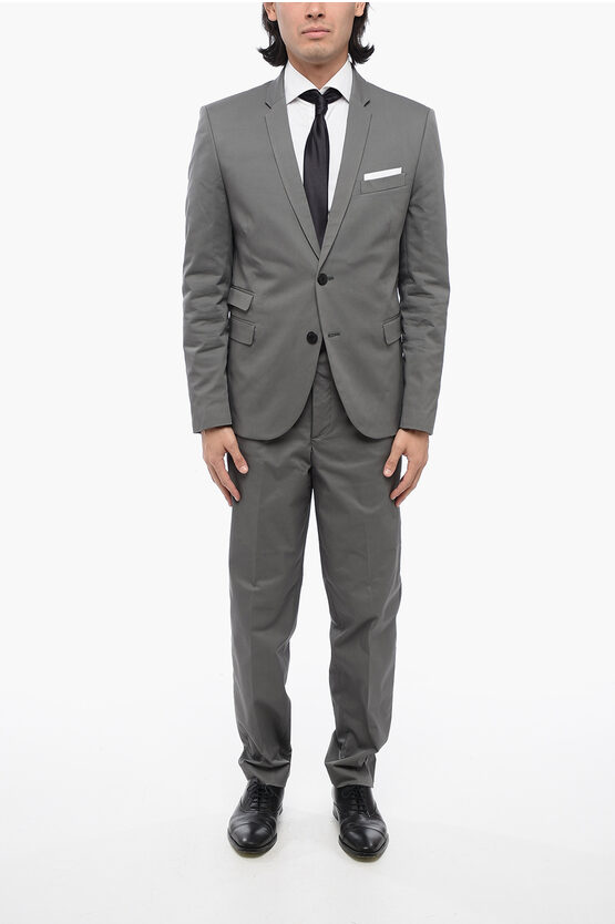 Shop Neil Barrett Cotton Blend Ruffalo Slim Fit Suit With Notch Lapel