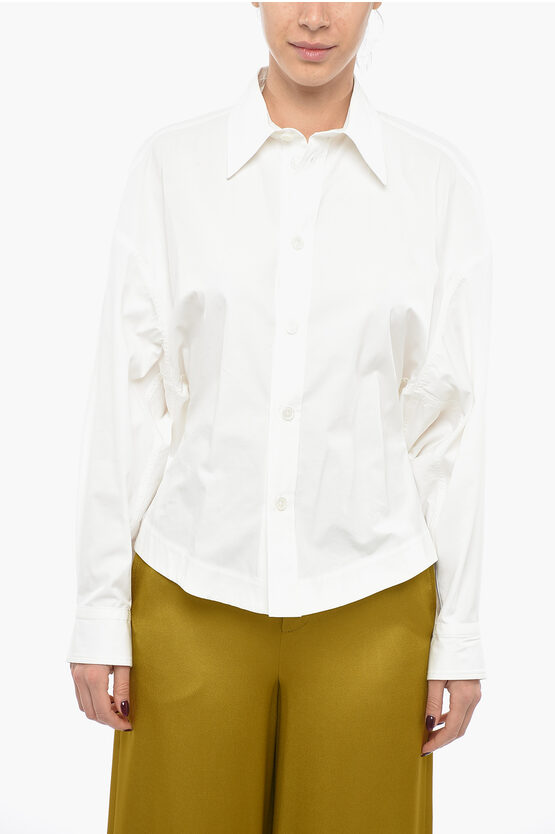Bottega Veneta Cotton Blend Shirt With Batwing Sleeves In White