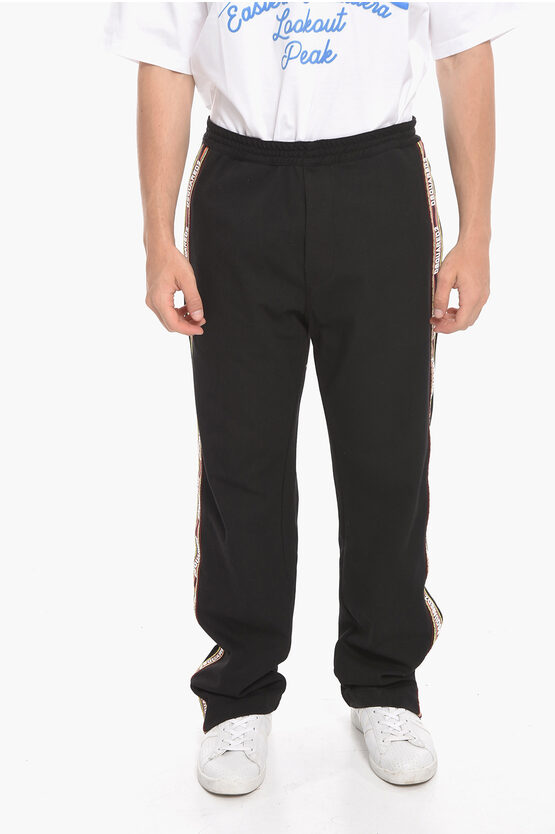 Dsquared2 Cotton Blend Sweatpants With Side Logo Bands In Black