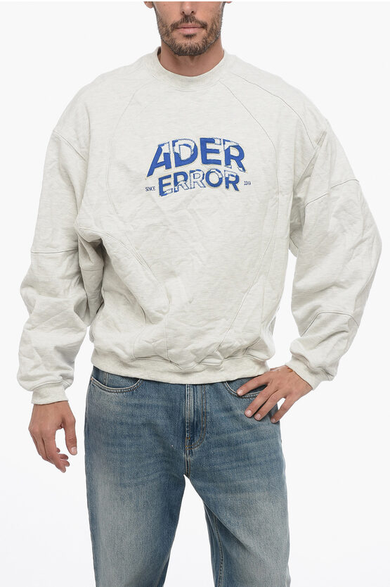 Ader Error Cotton Blend Sweatshirt With Embroidered Logo In White