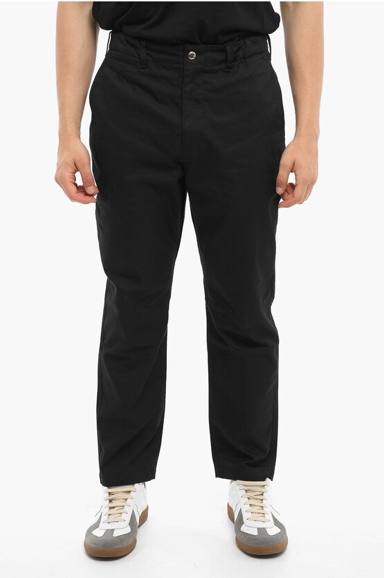 Woolrich Cotton Blend Tapered Fit Chino Trousers In Black