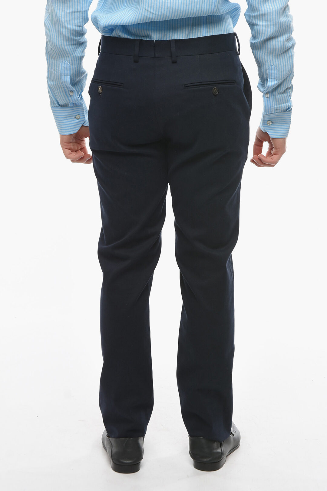 Salvatore Ferragamo Cotton Blend Tapered Fit Pants with Belt Loops men