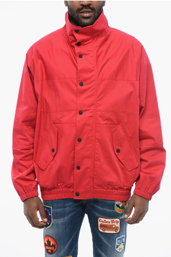 Dsquared2 Cotton Blend Windbreaker With Back Embossed Logo