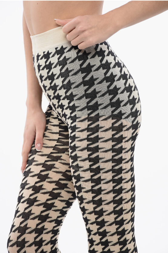 Cotton-blended Houndstooth Tights