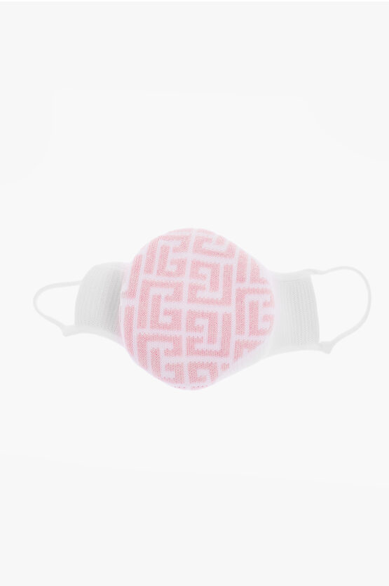 BALMAIN COTTON-BLENDED MASK WITH MONOGRAM