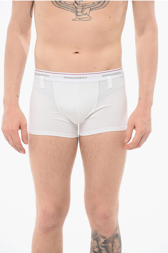 Dsquared2 Cotton Boxer With Belt Loops In White