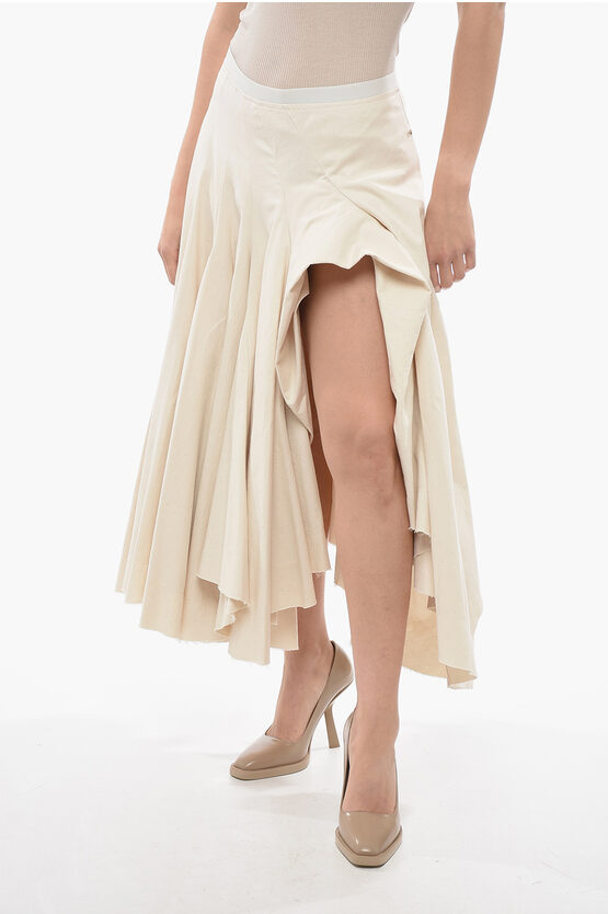 Shop Sportmax Cotton Canvas Eracle Midi Skirt With Asymmetric Design
