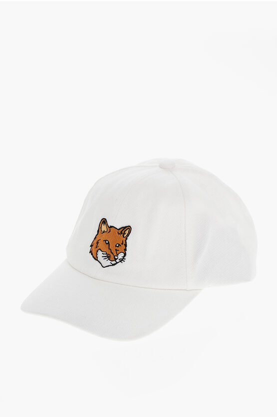 Maison Kitsuné White Baseball Cap With Logo Embroidery On The Front And Logo Lettering On The Rear In White