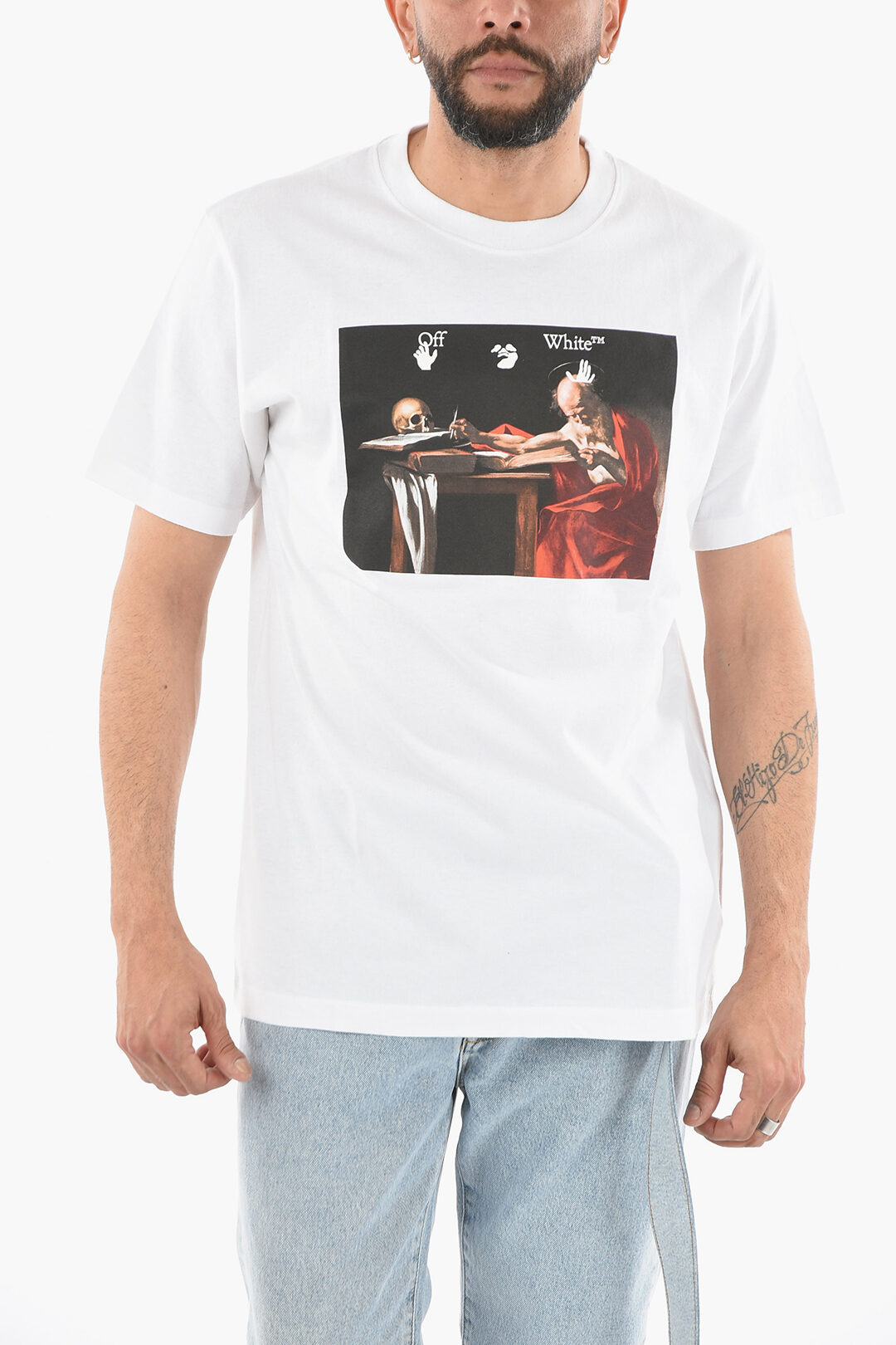 Off-White Cotton CARAVAGGIO Slim Fit T-Shirt men - Glamood Outlet