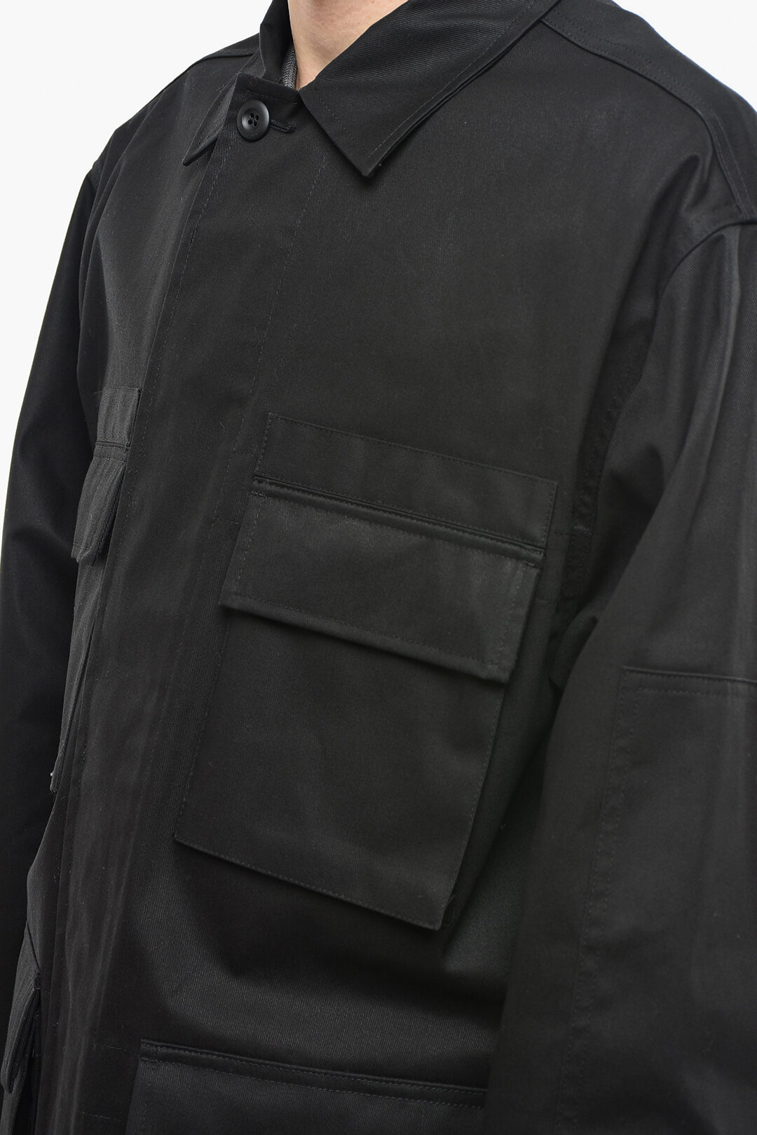 Cotton Cargo Jacket with Concealed Placket