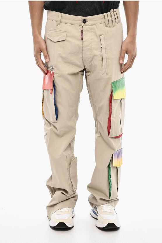 Dsquared2 Cotton Cargo Pants With Coated Cotton Pockets