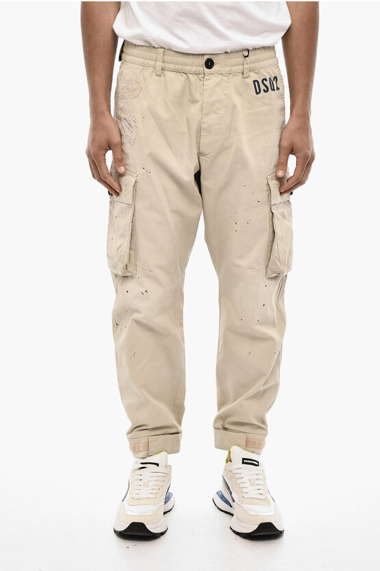 Dsquared2 Cotton Cargo Pants With Denim Monogram