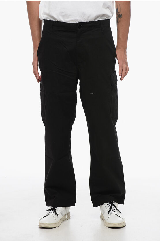 Shop Kenzo Cotton Cargo Pants With Drawstringed Waistband