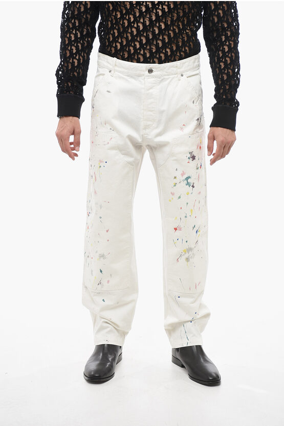 Shop Dior Cotton Cargo Pants With Paint Print