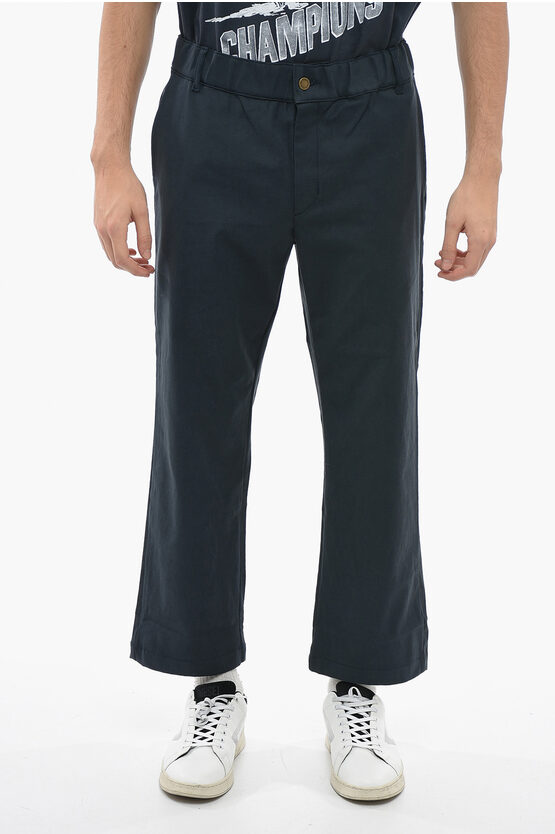 One Of These Days Cotton Casual Pants With Logo-buttons In Blue