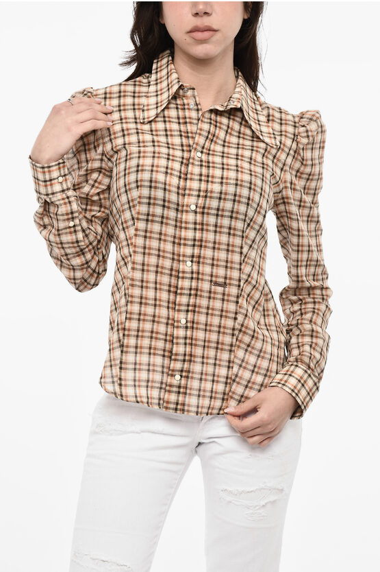 Dsquared2 Cotton Checked Shirt With Snap Buttons