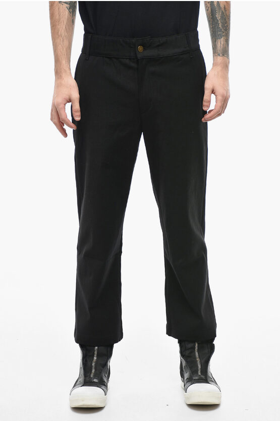 One Of These Days Cotton Chinos Trousers With Elastic Waistband In Black