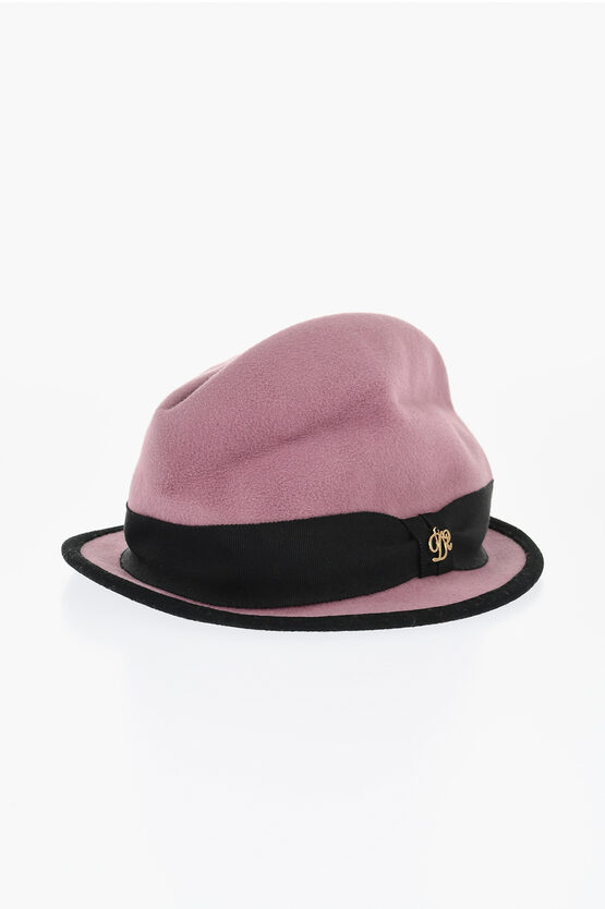 Dsquared2 Cotton Cloche Hat With Contrasting Trim In Pink
