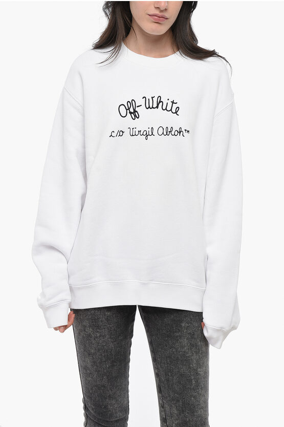 Off-white Woman Sweatshirt White Size L Cotton, Elastane In White