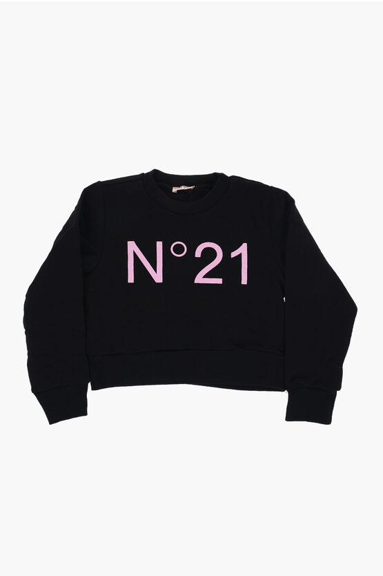 Shop N°21 Cotton Crew-neck Sweatshirt With Frontal Logo