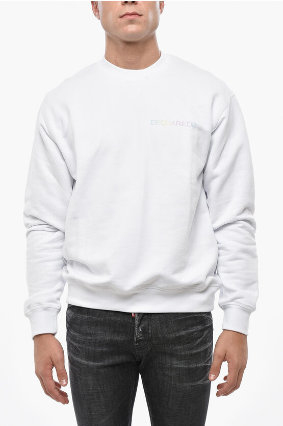 Dsquared2 Cotton Crew-neck Sweatshirt With Logo In White