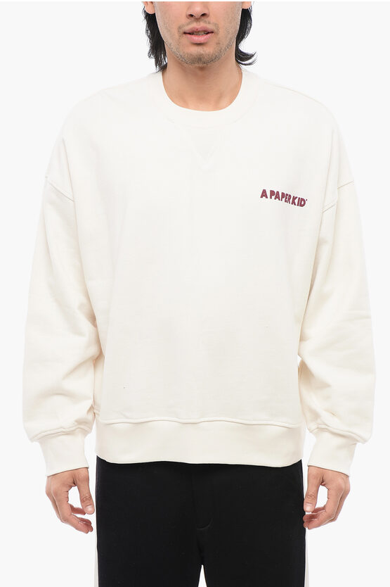 A Paper Kid Classic Cotton Sweater With Bold Graphic Print And Relaxed Fit