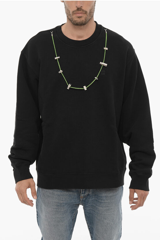 Ambush Cotton Crew-neck Sweatshirt With Removable Necklace In Black
