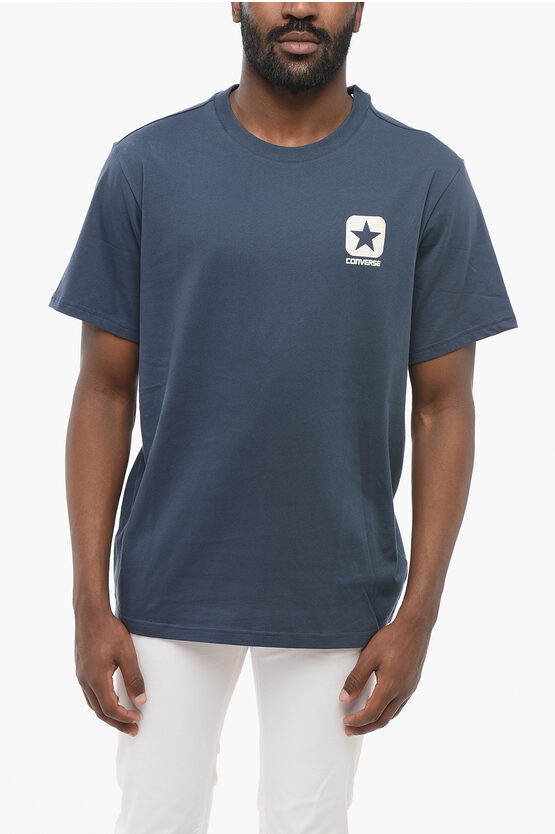 CONVERSE COTTON CREW-NECK T-SHIRT WITH CONTRAST AND EMBOSSED LOGO
