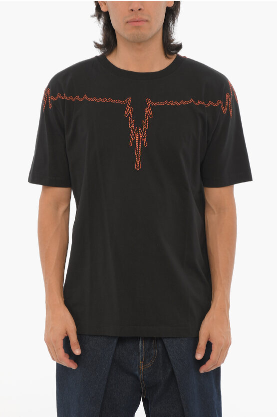 Shop Marcelo Burlon County Of Milan Cotton Crew-neck T-shirt With Contrast Print