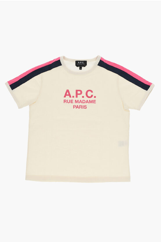 Apc Cotton Crew-neck T-shirt With Contrast Side Bands