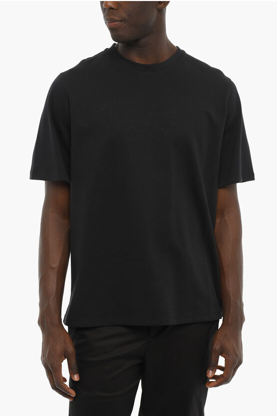Just Don Cotton Crew-neck T-shirt With Embroidery On The Back In Black
