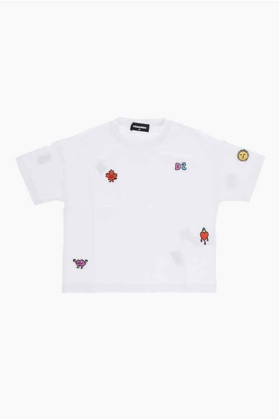 Shop Dsquared2 Cotton Crew-neck T-shirt With Embroidery