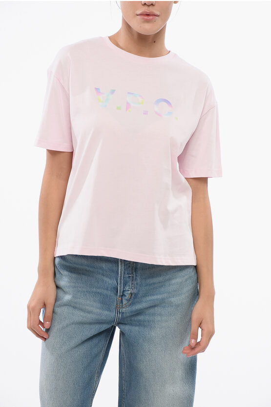 Shop Apc Cotton Crew-neck T-shirt With Front Print