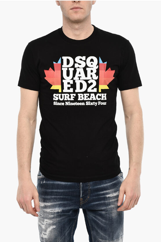 Dsquared2 Cotton Crew-neck T-shirt With Frontal Maxi Print