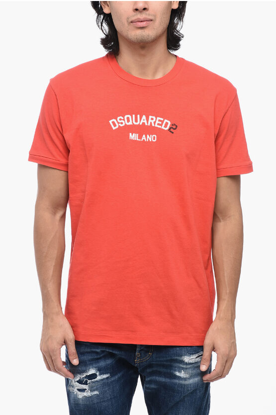 Shop Dsquared2 Cotton Crew-neck T-shirt With Frontal Print