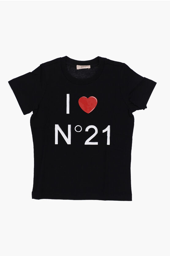 N°21 COTTON CREW-NECK T-SHIRT WITH LOGO 