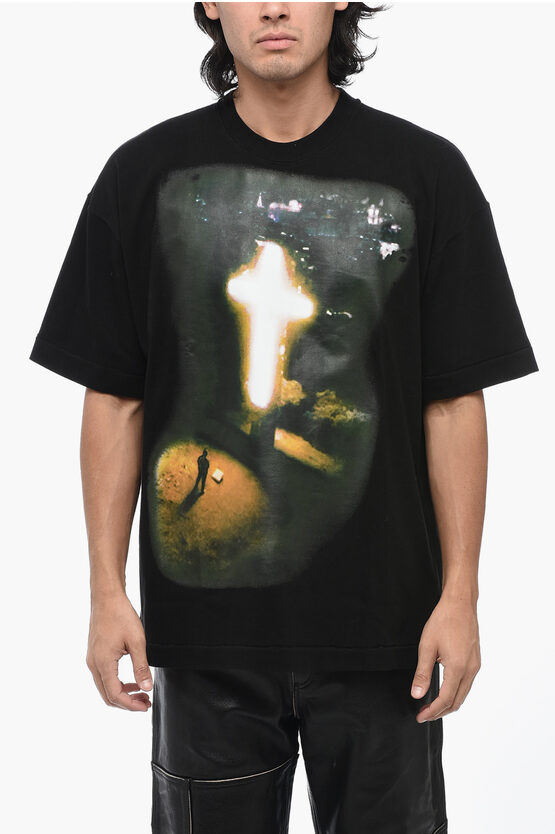 Shop 1989 Studio Cotton Crew-neck T-shirt With Maxi Print On The Front