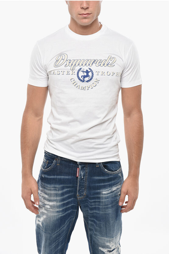 Dsquared2 Cotton Crew-neck T-shirt With Print In White