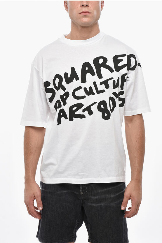 Dsquared2 Cotton Crew-neck T-shirt With Print In White
