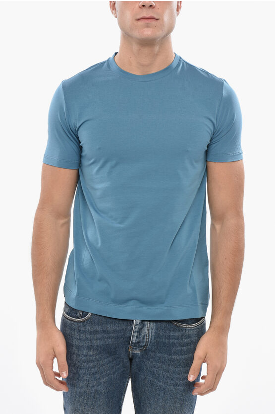 Malo Cotton Crew-neck T-shirt In Blue