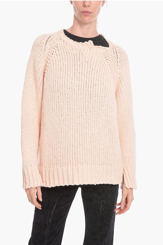 Stella Mccartney Cotton-crochet Crewneck Sweater In Brown