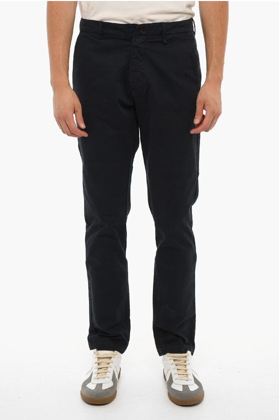 Woolrich Cotton Crunchy Trousers With Belt Loops In Black