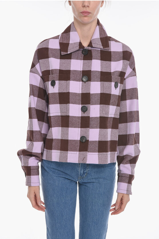 Palm Angels Cotton-flannel Over Shirt With Double Breast-pocket In Pink