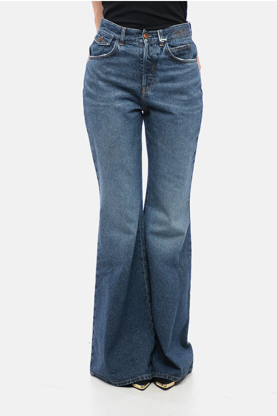 Shop Chloé Cotton Flared Fit Denims 32cm