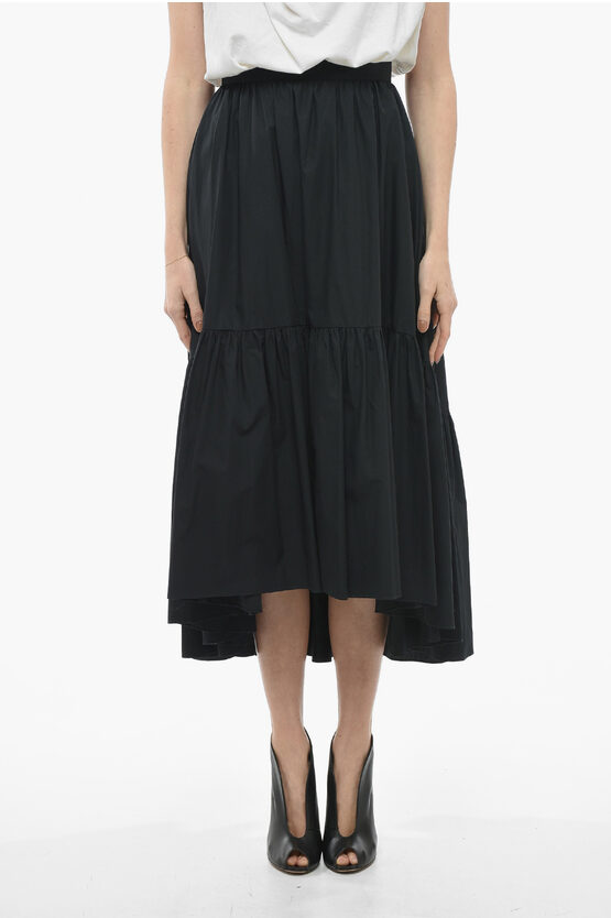 Shop Patou Cotton Flared Maxi Frill Skirt With Back Zip